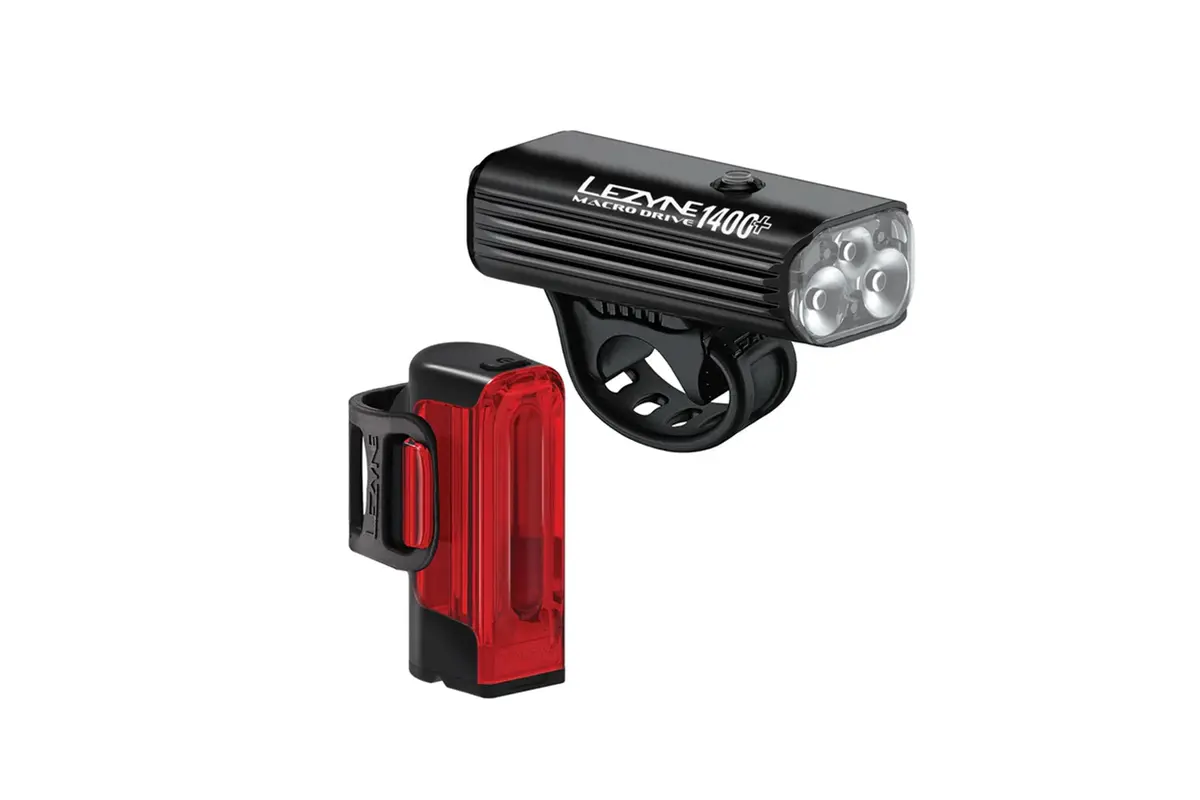 Lezyne Macro Drive 1400+ / Strip Drive Pro 400+ Pair - Satin Black/Black 1