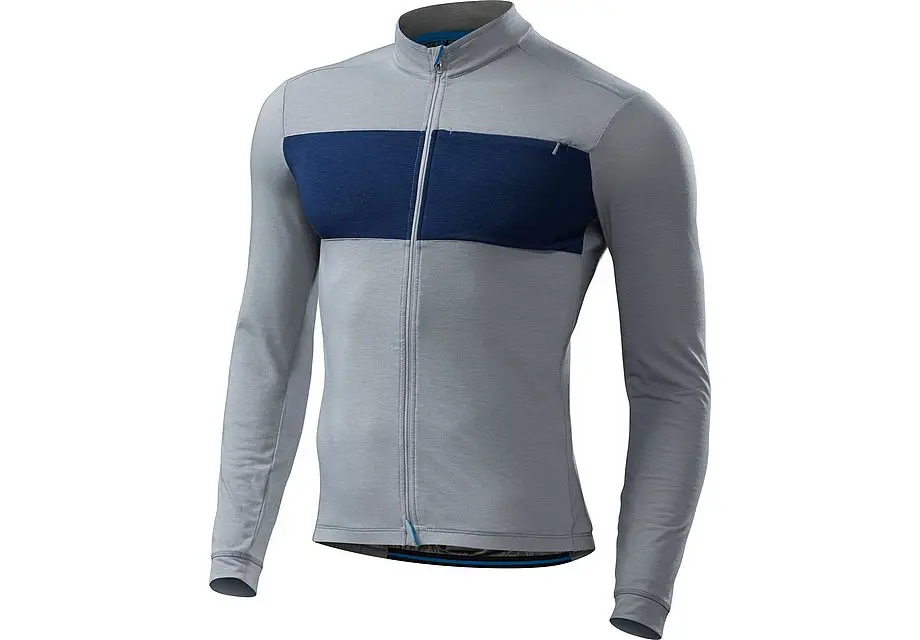 Specialized Rbx Drirelease Merino Jersey Ls Lt Gry/Nvy Hthr Md 1