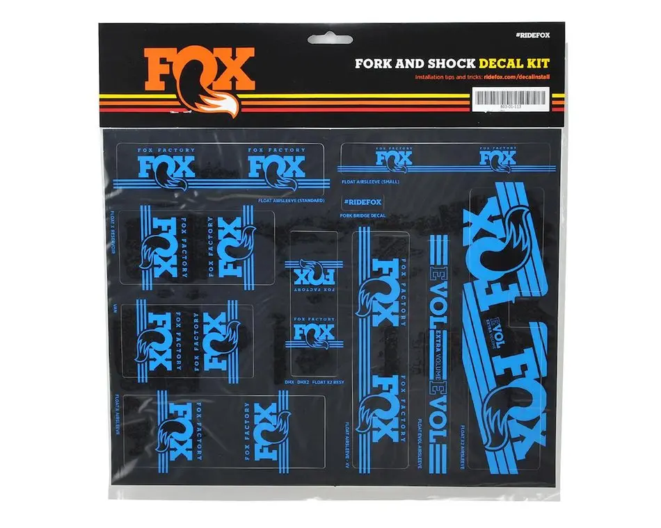 Fox Decal Am Heritage Fork And Shock Kit Cyan Blu 1