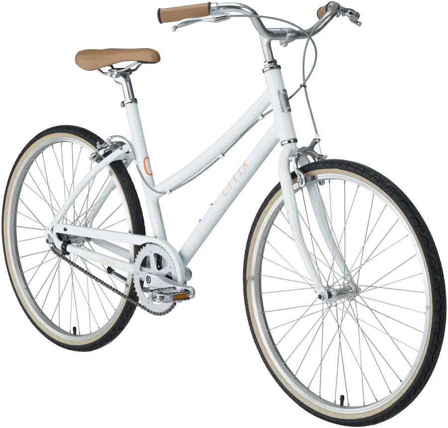 Civia Lowry 1-Speed Step-Thru Bike - Coconut White/Orange 4