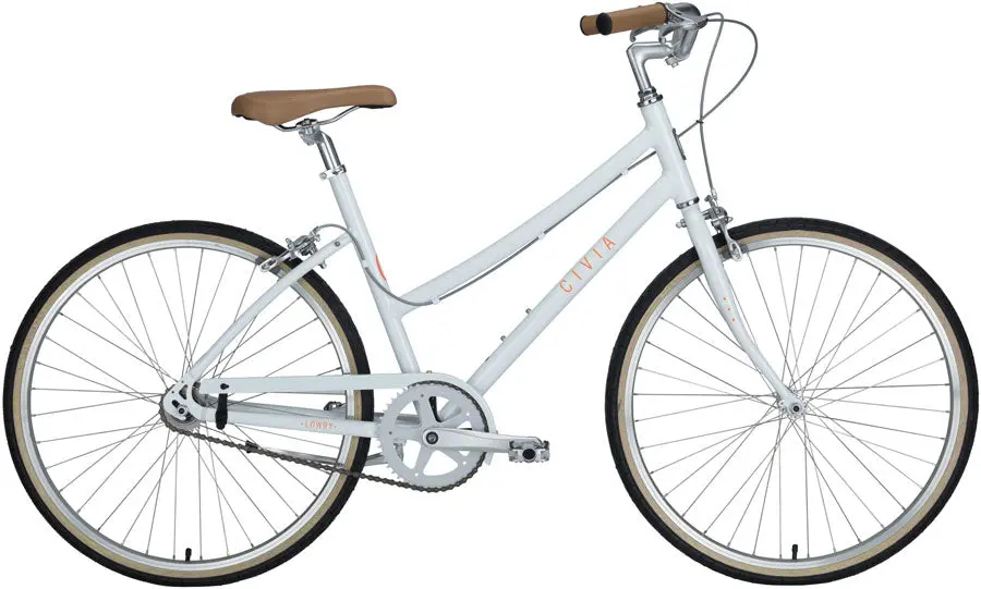 Civia Lowry 1-Speed Step-Thru Bike - Coconut White/Orange 1