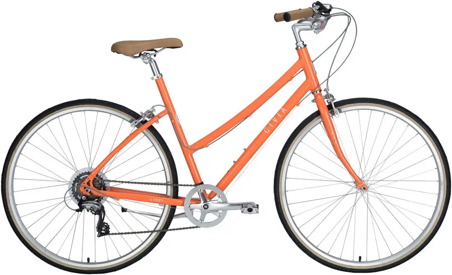 Civia Lowry 7-Speed Step-Thru Bike - Orange/Coconut White 1