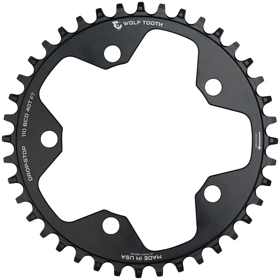 Wolf Tooth 110 Bcd Cx/Road/Gravel Chainring 12S Dropstop 40T Blk 1