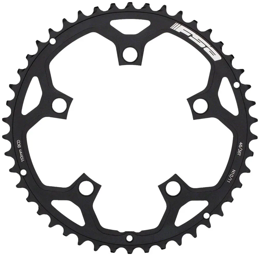 Full Speed Ahead Tempo Pro Road Chainring - 46T 110Mm Bcd 5-Bolt Steel 8/9/10/11-Speed Black 1
