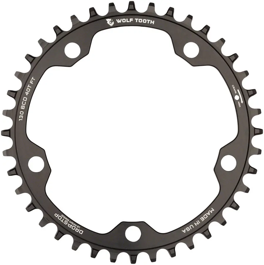 Wolf Tooth 130 Bcd Road And Cyclocross Chainring - 42T 130 Bcd 5-Bolt Drop-Stop 10/11/12-Speed Eagle And Flattop Compatible Black 2