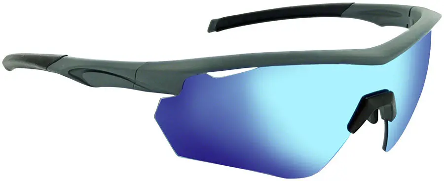 Optic Nerve Switchback Sunglasses - Matte Gray/Black Tips With Smoke/Blue Flash Lens, Additional Copper Lenses 1