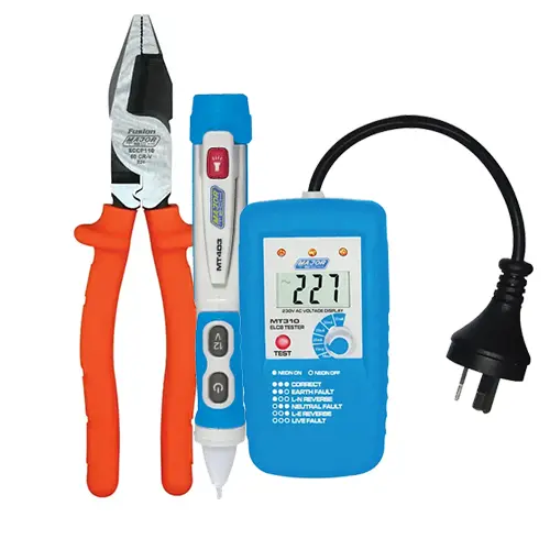 Major Tech Fusion-Set-1 | Mt403 Ip67 1000V Ac Ncv Detector + Mt310 Socket Elcb Tester + Eccp110 Fusion 1000V Cross Cut Pliers 1