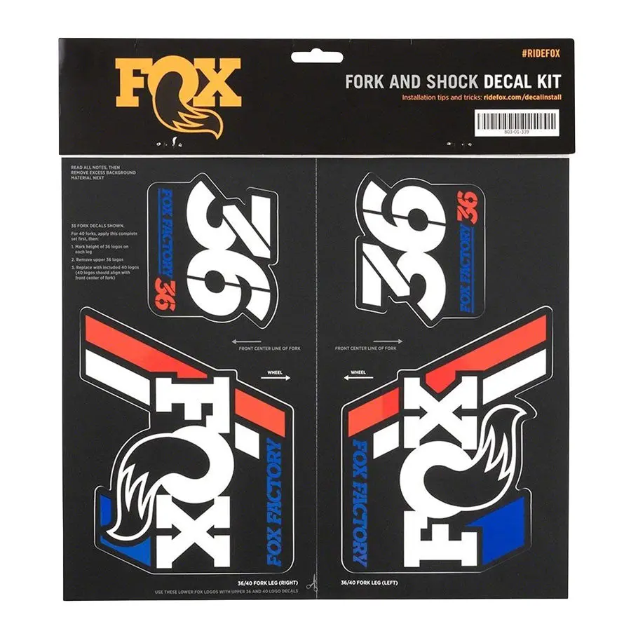 Fox Decal 2019 Am Heritage Fork And Shock Kit Red/White/Blue 1