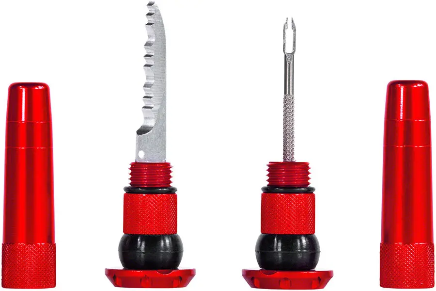 Muc-Off Stealth Tubeless Puncture Plugs Tire Repair Kit - Bar-End Mount Red Pair 2