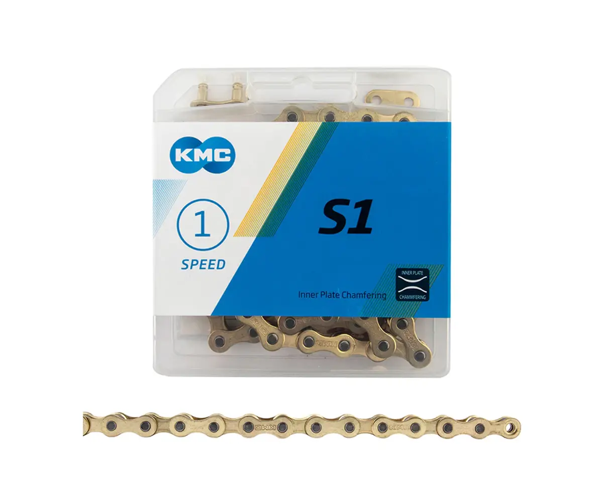 Kmc S1 Chain - Single Speed 1/2 X 1/8 112 Links Gold 1