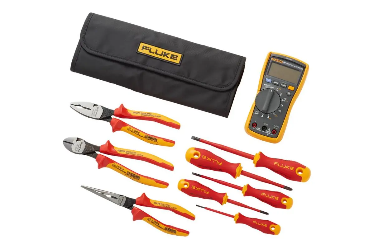 Fluke Ib117k 117 Multimeter + Insulated Hand Tools Starter Kit In Roll-Up Tool Pouch 1