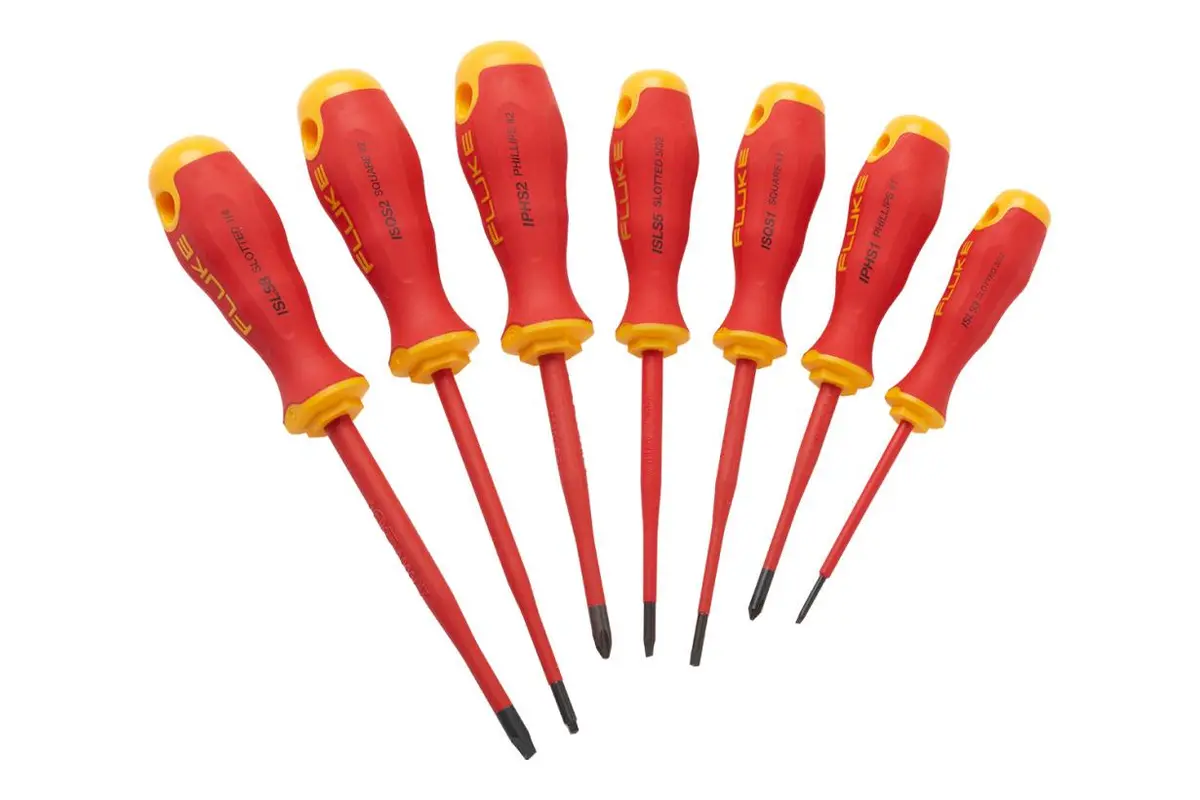 Fluke Iksc7 Insulated 7 Unit Screwdriver Kit, 1000V (3 Slotted, 2 Phillips, 2 Square) 1