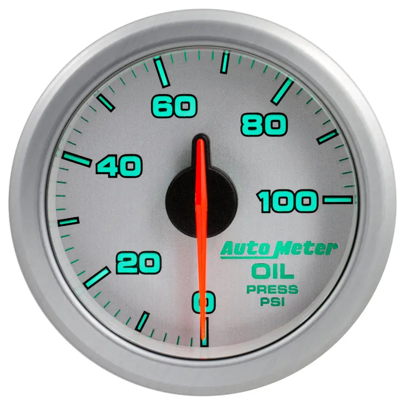 Autometer Airdrive 2-1/6In Oil Pressure Gauge 0-100 Psi - Silver 1