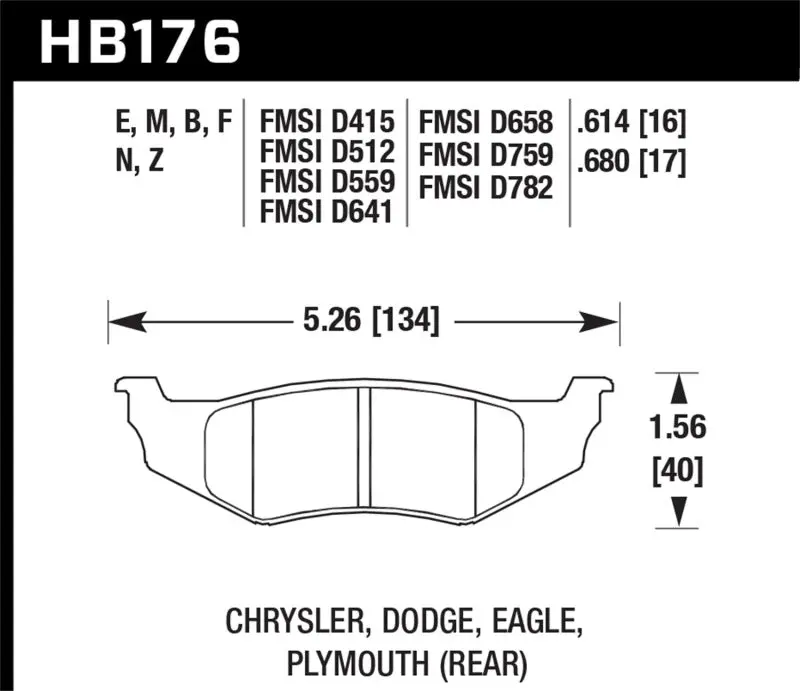Hawk Hp Plus Rear Brake Pads – Performance Street Compound For Chrysler Neon Srt-4 1