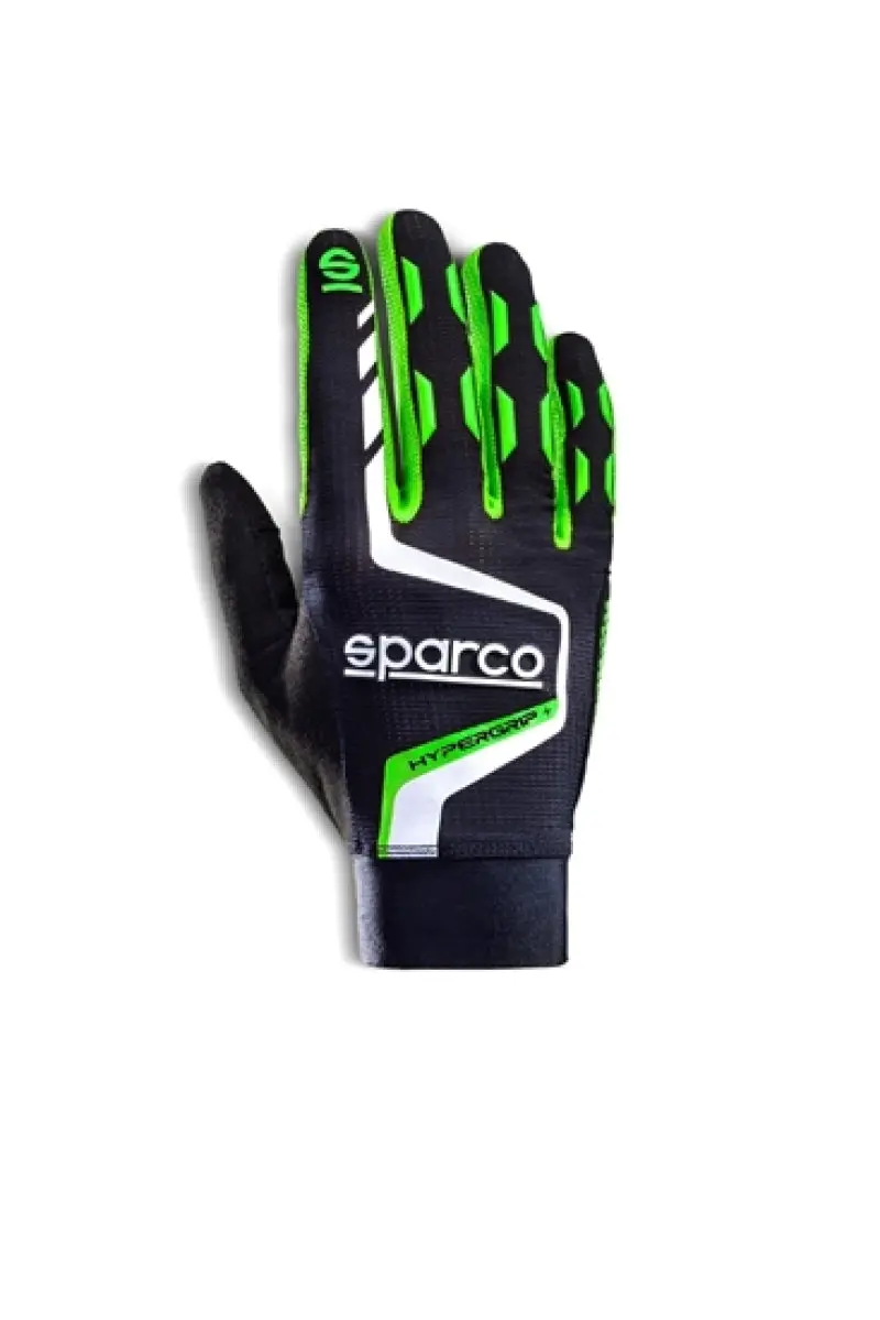 Sparco Hypergrip+ Racing Gloves – Black/Green, Size 09 1