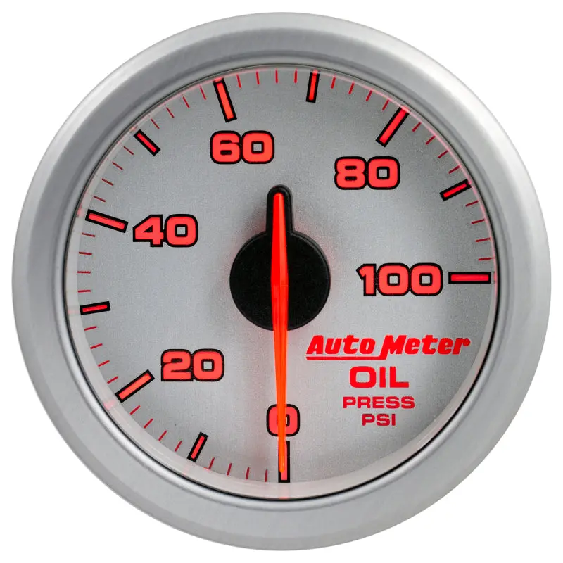 Autometer Airdrive 2-1/6In Oil Pressure Gauge 0-100 Psi - Silver 2