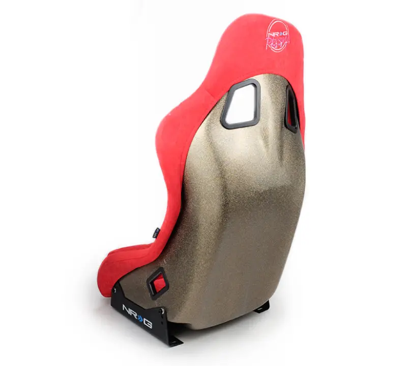 Nrg Ultra Edition Frp Bucket Seat – Medium Size With Red Alcantara & Pearlized Back 2