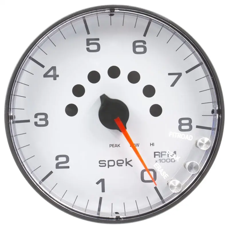 Autometer Spek-Pro 5-Inch White/Black Tachometer With Shift Light And Peak Memory – 8,000 Rpm Range 1