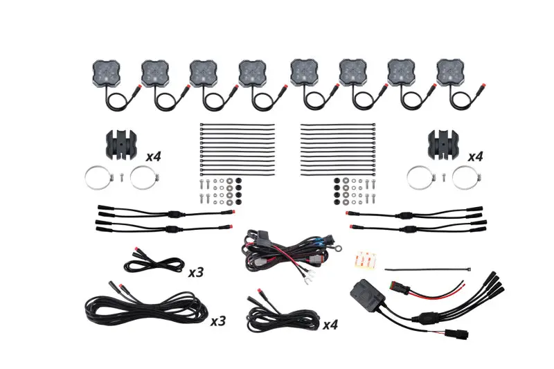 Diode Dynamics Stage Series Sxs Rock Light Kit — Rgbw M8 Leds With Controller (8-Piece) 1