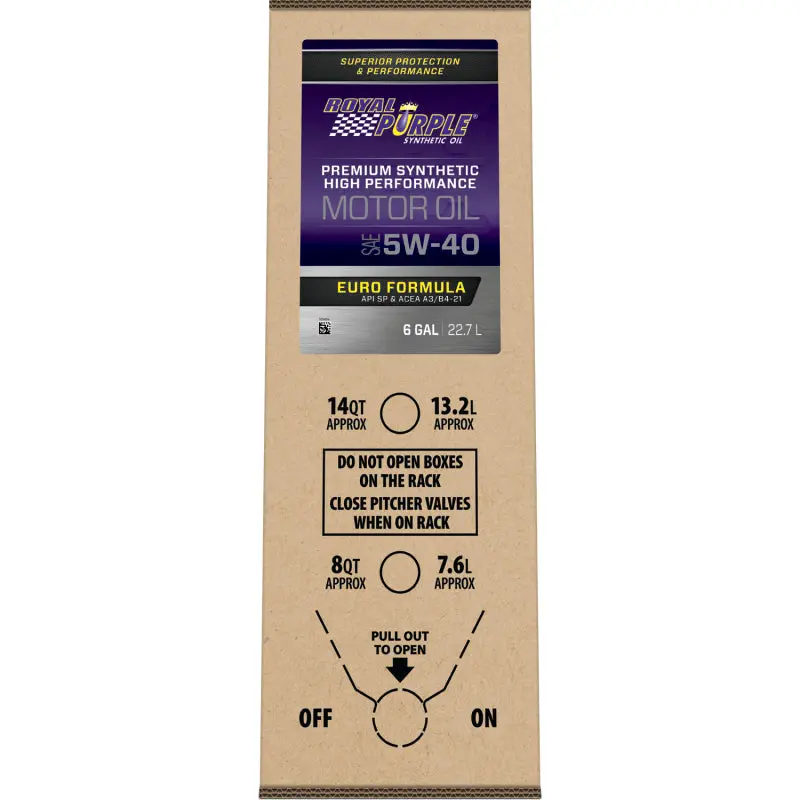 Royal Purple Euro Formula Synthetic Motor Oil – 5W-40 High-Performance Blend, 6-Gallon Bag-In-Box 1