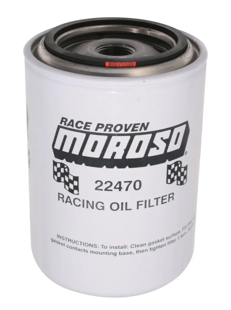 Moroso High-Capacity Racing Oil Filter – 3/4In Thread, 5.25In Tall, Aluminum Housing For Ford/Mopar/Import Engines 1