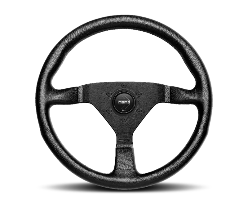 Momo Montecarlo Steering Wheel – 350Mm Diameter, Black Leather Wrap, Red Stitching, Black Spokes 1