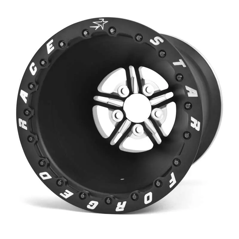 Race Star Pro Forged 15×12 Drag Wheel – 5×4.75 Bolt Pattern, 3-Inch Backspace, Black Anodized/Machined 1