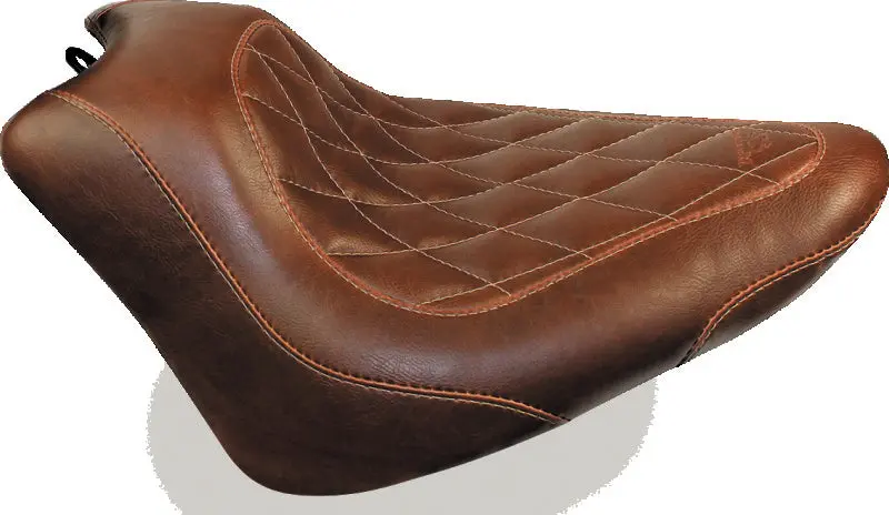 Mustang Harley-Davidson Blackline Solo Seat For 2011–2013 Harley Edition & 2012–2017 Slim/Slim S Models – Distressed Brown Leather With Diamond Stitching 1