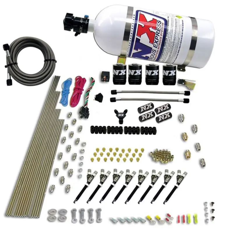 Nitrous Express Vxl Efi Direct-Port Nitrous Kit – 8-Cylinder, 4-Solenoid System (200–500 Hp), Includes 10-Lb Bottle 1