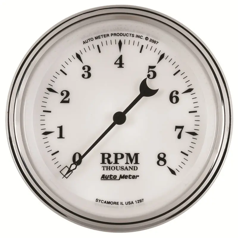 Autometer Classic In-Dash Tachometer – 3.375In Diameter, 8,000 Rpm Range, Vintage White Dial 1