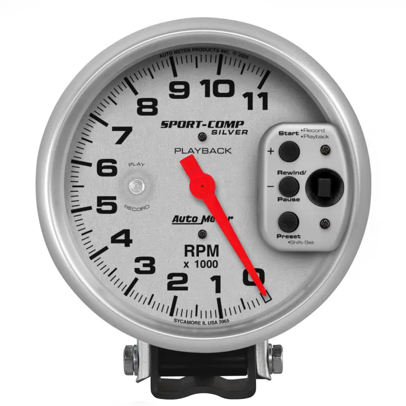 Autometer Ultra-Lite 5In Pedestal Playback Tachometer 0-11000 Rpm 1