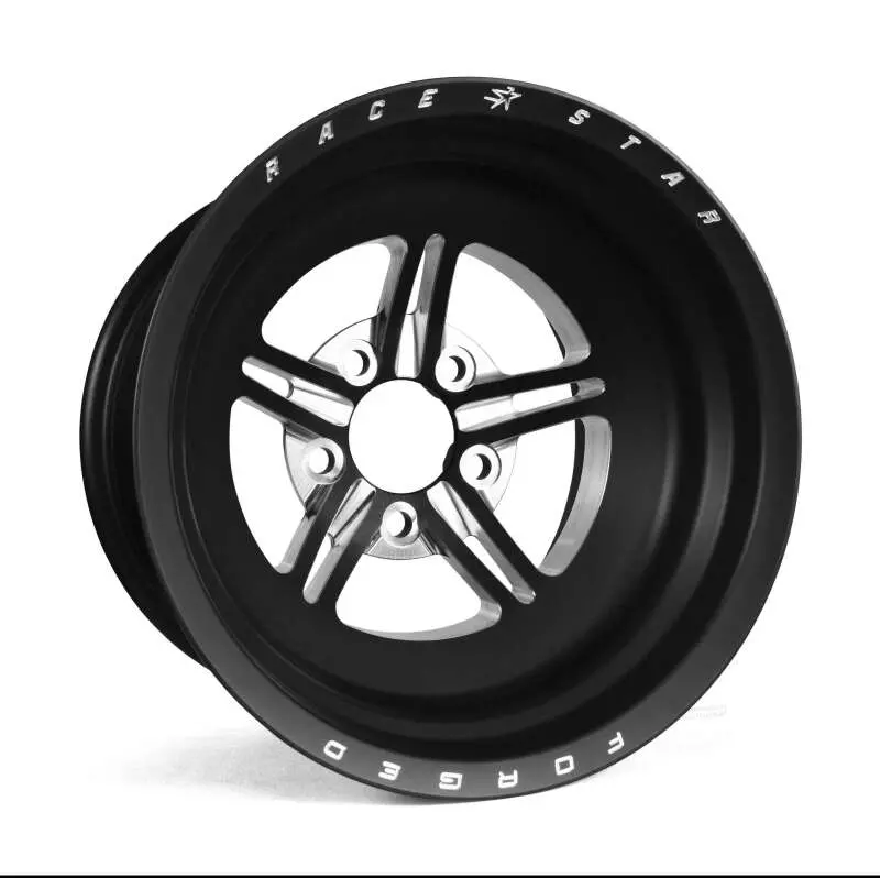 Race Star 63 Pro Forged Aluminum Wheel: 15X10 Inches, 5X4.50 Bolt Pattern, 2-Inch Backspace — Black Anodized & Machined Face 1